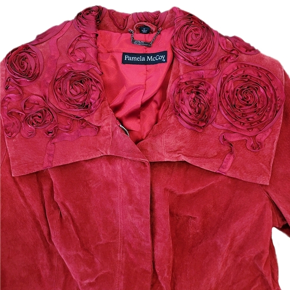 1990s Red Suede Roses Jacket - Picture 10 of 11